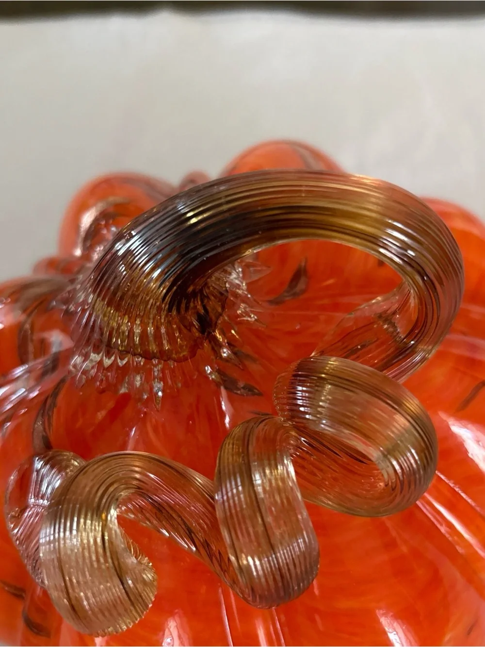 Martha Stewart Handblown Glass Multi-colored Pumpkin  Beautiful colors of orange